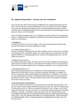 Die &bdquo;digitale Steuerpr&uuml;fung&ldquo; - wie kann man sich - IHK K&ouml;ln