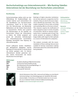 Hochschulrankings aus Unternehmenssicht &ndash; Wie Ranking