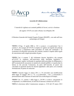 Accordo di collaborazione tra AVCP e Grande Progetto Pompei