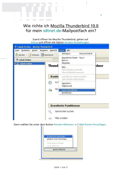 Wie richte ich Mozilla Thunderbird 10.0 für mein sdtnet.de