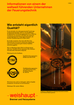 Informationen von einem der weltweit f&uuml;hrenden - Weishaupt