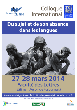 27-28 mars 2014 - Colloque Sujet