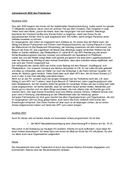 Jahresbericht 2002 des Pr&auml;sidenten R&uuml;ckblick - bei der Pfadi Bi-Pi