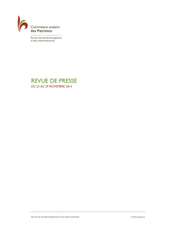 Du 23 au 29 novembre 2014 - Commission scolaire des Patriotes