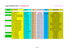 Jugend-Hallenturniere - November 2014 - Bezirk Neckar/Fils Jugend