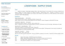 CV Rémi Wacquet - Supply Chain - 2014 2015