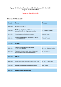 Tagungsprogramm (Stand 13. August 2014)