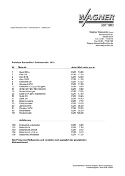 Preisliste Baustoffhof Salinenstra&szlig;e 2015 Nr. Material - Wagner Kies