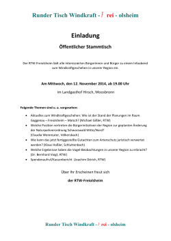 Einladung zum öffentlichen Stammtisch des RTW-Freiolsheim am