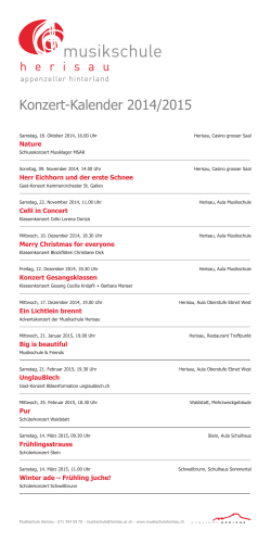 Konzert-Kalender 2014/2015 Konzert-Kalender 2014/2015