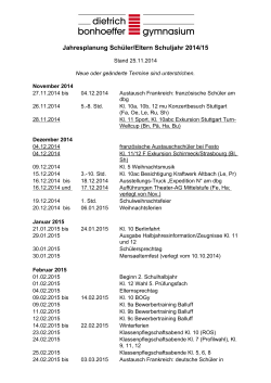 Jahresplanung Schüler/Eltern Schuljahr 2014/15 - DBG Filderstadt