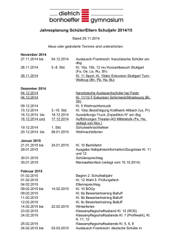 Jahresplanung Sch&uuml;ler/Eltern Schuljahr 2014/15 - DBG Filderstadt