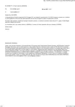 email 6-11-2014 risposta al Ticket Quesito al Contact center del