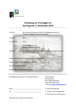 Einladung zur Fuchsjagd am Sonntag den 2. November 2014