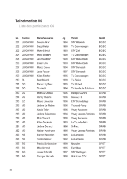 Teilnehmerliste K6 Liste des participants C6 - SM 2014