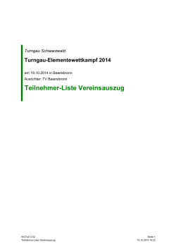 Teilnehmer-Liste Vereinsauszug - Turngau Schwarzwald