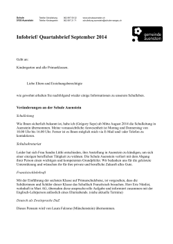 Infobrief/ Quartalsbrief September 2014 - Schule Auenstein