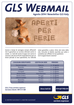 Agosto 2014 l Newsletter GLS Italy