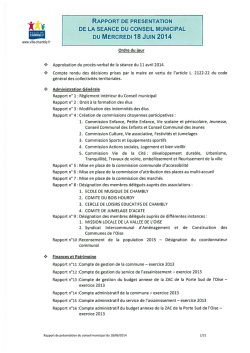 Rapport de présentation du Conseil Municipal du