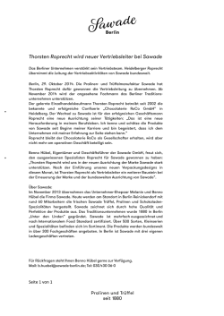Thorsten Roprecht wird neuer Vertriebsleiter bei Sawade - Der
