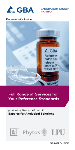 Full Range of Services for Your Reference Standards - GBA
