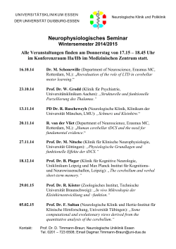 Programm Neurophysiologisches Seminar WS 2014-15 - Universität