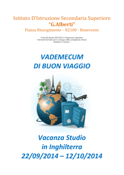 VADEMECUM DI BUON VIAGGIO Vacanza Studio