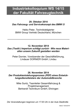 Industriekolloquium Programm WS14/15