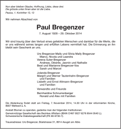 Paul Bregenzer - Trauer
