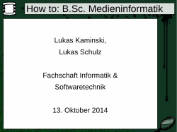 How to: B.Sc Informatik - Fachschaft INF & SWT