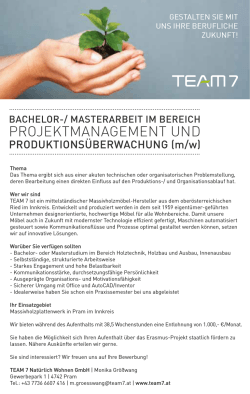 Bachelor-/Masterarbeit im Bereich Projektmanagement - TEAM 7