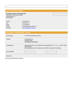Dipl.-Ing. (FH) Markus Sieger Berufsgruppe / Qualifikationen / Angebot