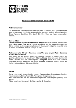 Informationen und Anleitung f&uuml;r Anbieter - Elternverein Thalwil