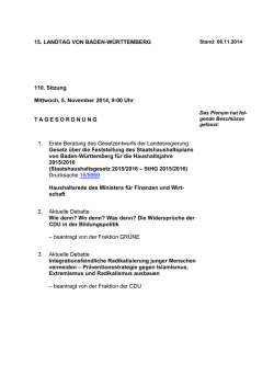 15. LANDTAG VON BADEN-WÜRTTEMBERG 110. Sitzung