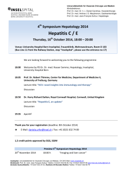 Symposium Hepatology 2014 Hepatitis C / E Thursday, 16