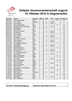 Zeitplan Vereinsmeisterschaft Jugend 19. Oktober 2014 in