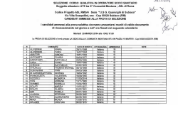 Graduatoria Ammessi / Non ammessi corso OSS ASL RM G/4