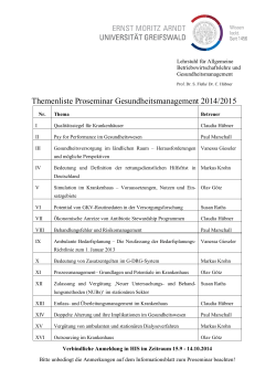 Themenliste Proseminar Gesundheitsmanagement 2014/2015