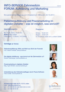 INFO-SERVICE Zahnmedizin FORUM: Aufkl&auml;rung und Marketing
