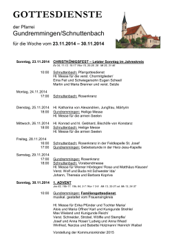 GOTTESDIENSTE - Pfarrei Gundremmingen