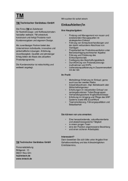Einkaufsleiter/in - TM Technischer Ger&auml;tebau