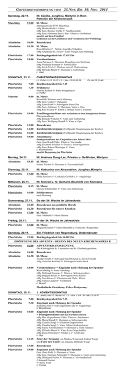 GOTTESDIENSTORDNUNG VOM 04 - Pfarrei Neustadt an der Donau