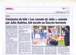 "Les Carnets de Julie" fait escale au Succès berckois