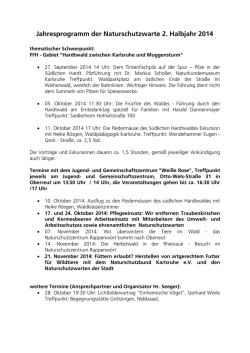 Jahresprogramm der Naturschutzwarte 2. Halbjahr 2014 - Karlsruhe