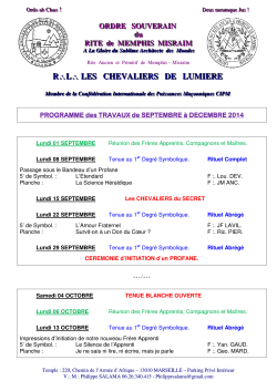 Les Chevaliers De Lumière 09/2014 12/2014