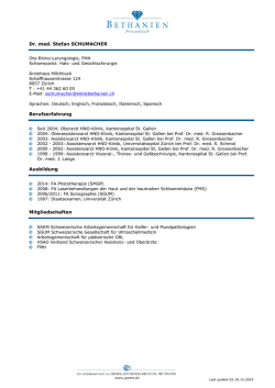 Dr. med. Stefan SCHUMACHER Berufserfahrung Ausbildung