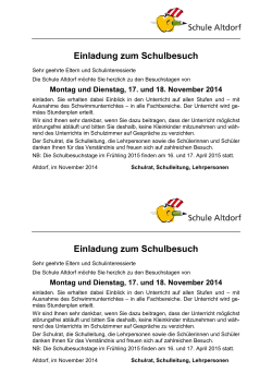 Schulbesuchstage vom 17. und 18. November 2014 - Schule Altdorf