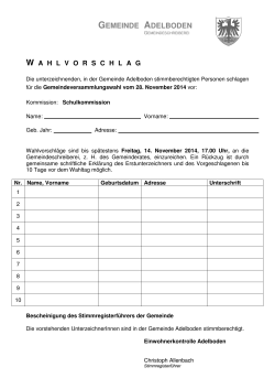 Wahlvorschlagsformular SK 2014 - Adelboden