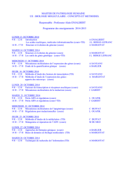 BIOLOGIE MOLECULAIRE : CONCEPTS ET METHODES