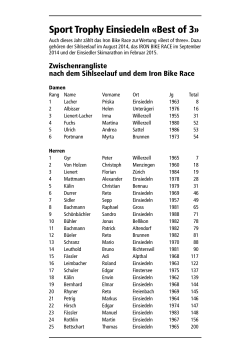 SportTrophy 2014/15 Zwischenrangliste - Iron Bike Race Einsiedeln